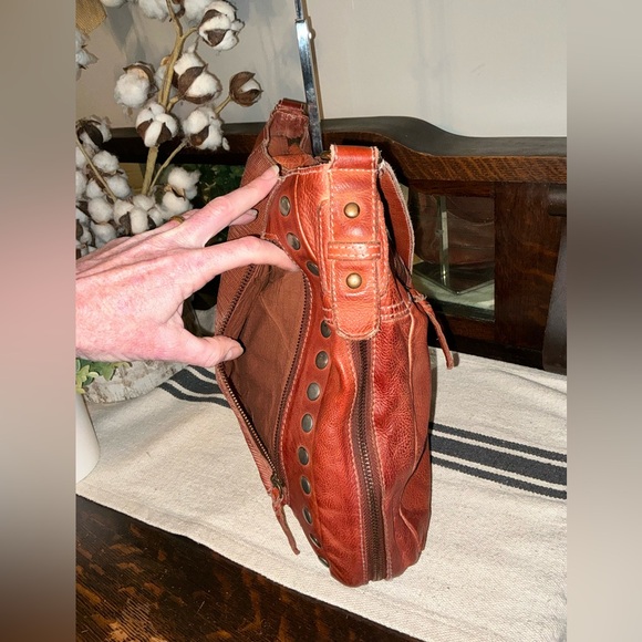 Bed Stu Leather Moore Studded Hobo Shoulder Bag Handbag Cognac Rustic MSRP $285 - Picture 5 of 13